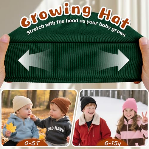 Image of ZOORON Toddler Beanie Boys Girls Beanies Kids Winter Hats Children Knit Cap | Soft Ski Hat, Cozy Core Yarn, Double Layer Warmth, Elastic Zero-Pressure Fit, Warm Kids Hats, School, Daycare, Gifts