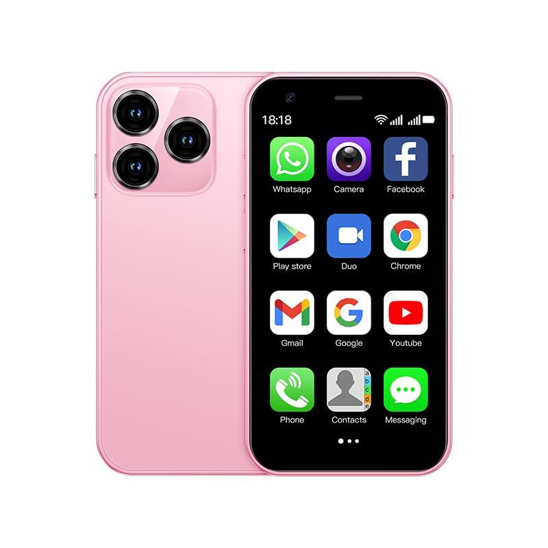 CatCallsMini Smartphone Unlocked 4G Mobile Phone, 3.0 inches,32GB【Expandable up to 128GB】,Dual SIM Dual Camera, Android 10.0,Support WiFi Bluetooth Backup Phone (XS15-Pink)