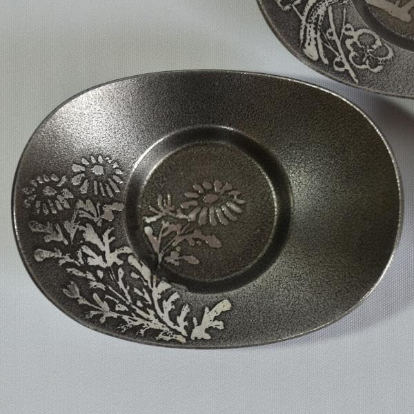 煎茶道 大阪錫半 純錫製茶托5客セット 茶托11 錫茶托