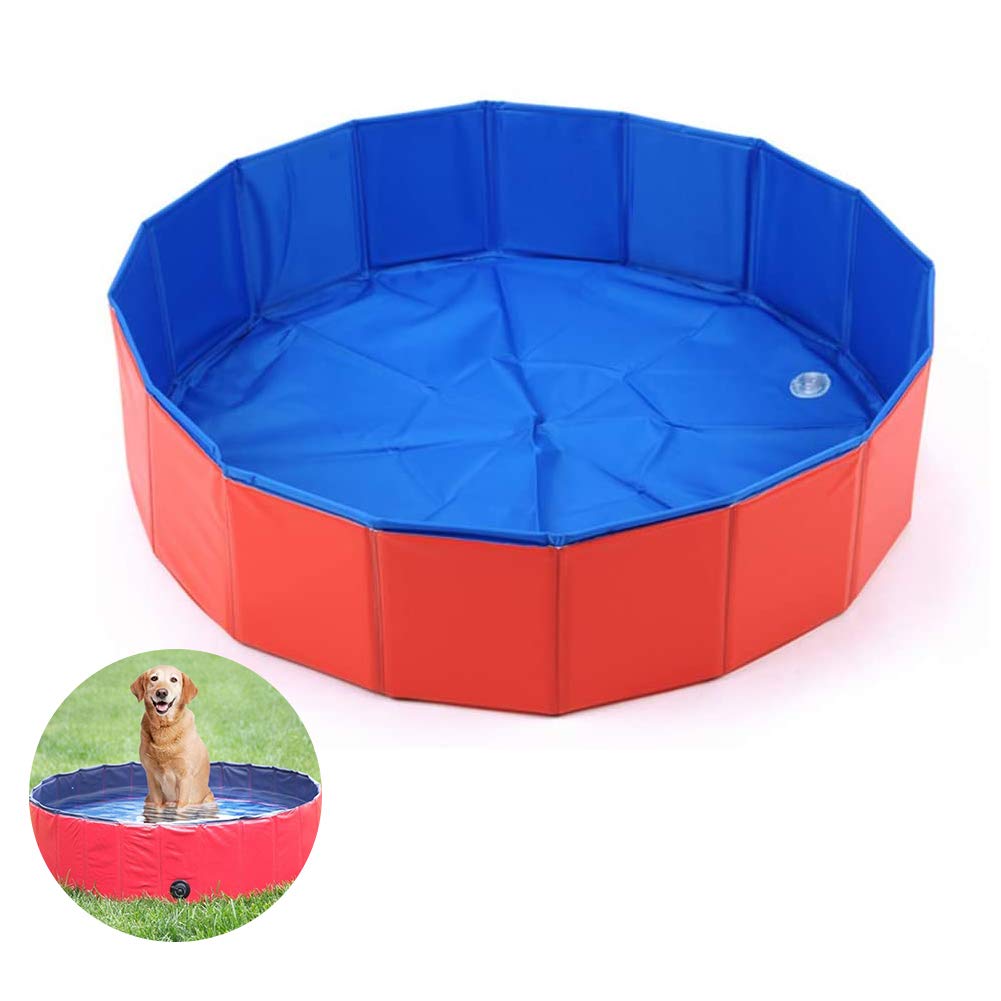 YUIP Piscina redonda roja Plegable para Perros, Plegable PVC Piscina Bañera para Gatos Animales Bebes Grandes, Adecuado para Uso en Interiores y Exteriores(60x20cm)