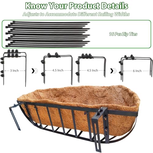 Railing Planter Window Box – 4 Pack 24 Inch Deck Balcony Rail Planter ...