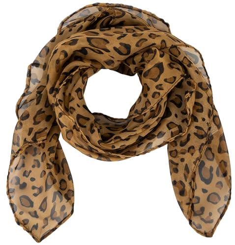 Lightweight Leopard Print Scarves for Women 27.5 × 27.5 inches Square Elegant Wrap Neck Scarf-Fashion Feeling Head Scarf