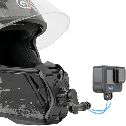 Miniatura 10 de Correa de montaje para barbilla para casco de motocicleta compatible con GoPro Hero 10 negro, Hero 98765 negro, AKASOCamparkDJI Action Camera, con