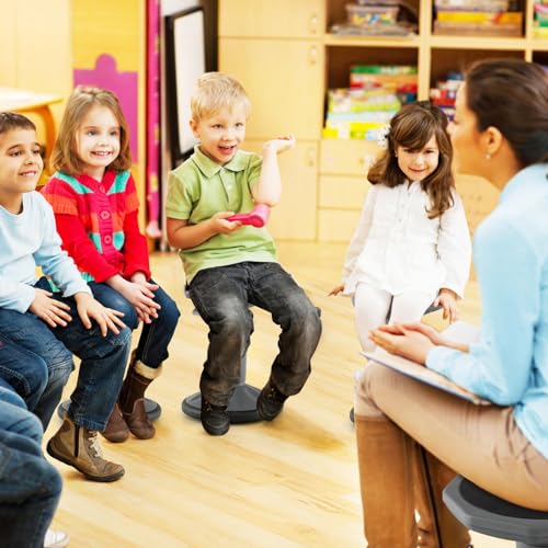 Image of S AFSTAR Ergonomic Wobble Stool, Kids Active Motion Stool w / 16 inch- 23.5 inch Adjustable Height, 245 LBS Weight Capacity, 360-Degree Wiggle Chairs Kids Wobble Chair for Classroom Preschool (Grey)