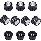 Taiss / 10pcs Silver Tone Top Rotary Knobs for 6 mm Dia. Shaft, Potentiometer Switch Knob Top...