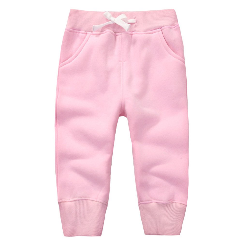 Cuteon Unisex Pink Kids Elastic Waist Cotton Warm Trousers Baby Pants Bottoms 4Years