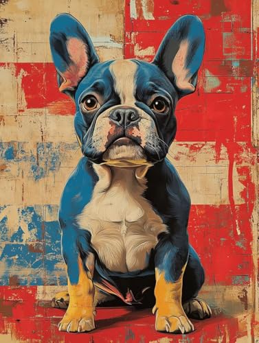 5D Diamond Painting Kit Cane Diamond Painting Grandi Dimensioni Bulldog Francese, 5D Kit Pittura Adulti Quadri Con Perline, DIY Full Drill Round Diamantiny Punto Croce Decorazione, 30x40cm D-W573