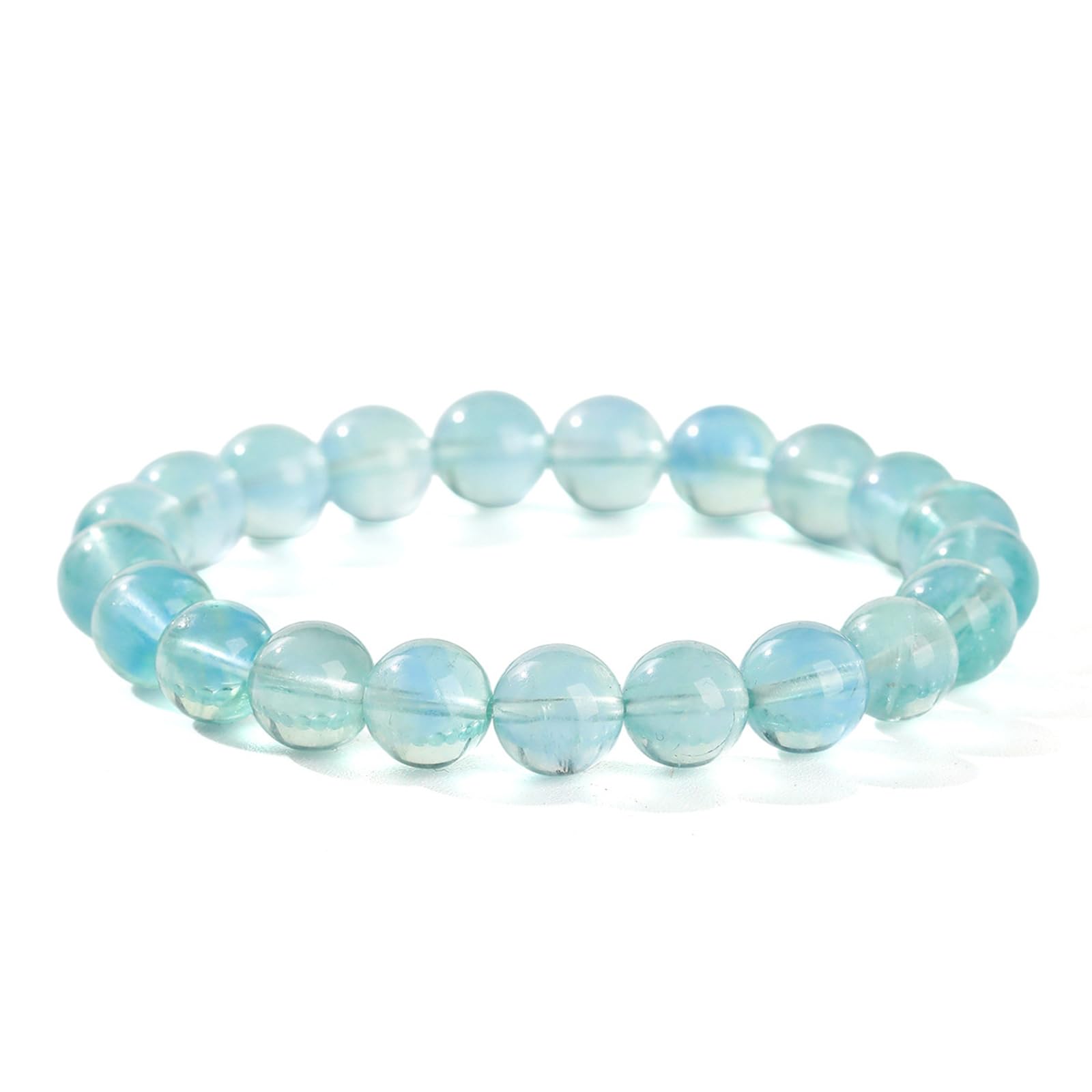 Pulsera de fluorita Azul y Verde Natural, joyería energética de un Solo Cristal, Pulseras elásticas con Cuentas de Cuarzo Espiritual para Mujer,11mm