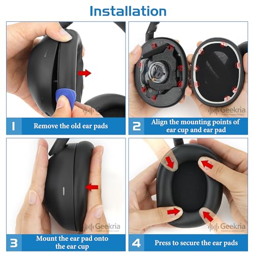 Image of Geekria Sport Cooling-Gel Replacement Ear Pads for Sony WH-1000XM6 Headphones Ear Cushions, Repair Parts (Black)