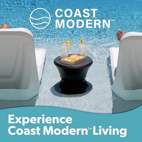 Image of Coast Modern Outdoor Side Table - Lounger Table for Inside Pool or on Patio - All-Weather Furniture for Sun Shelf Up to 15 inch - Black