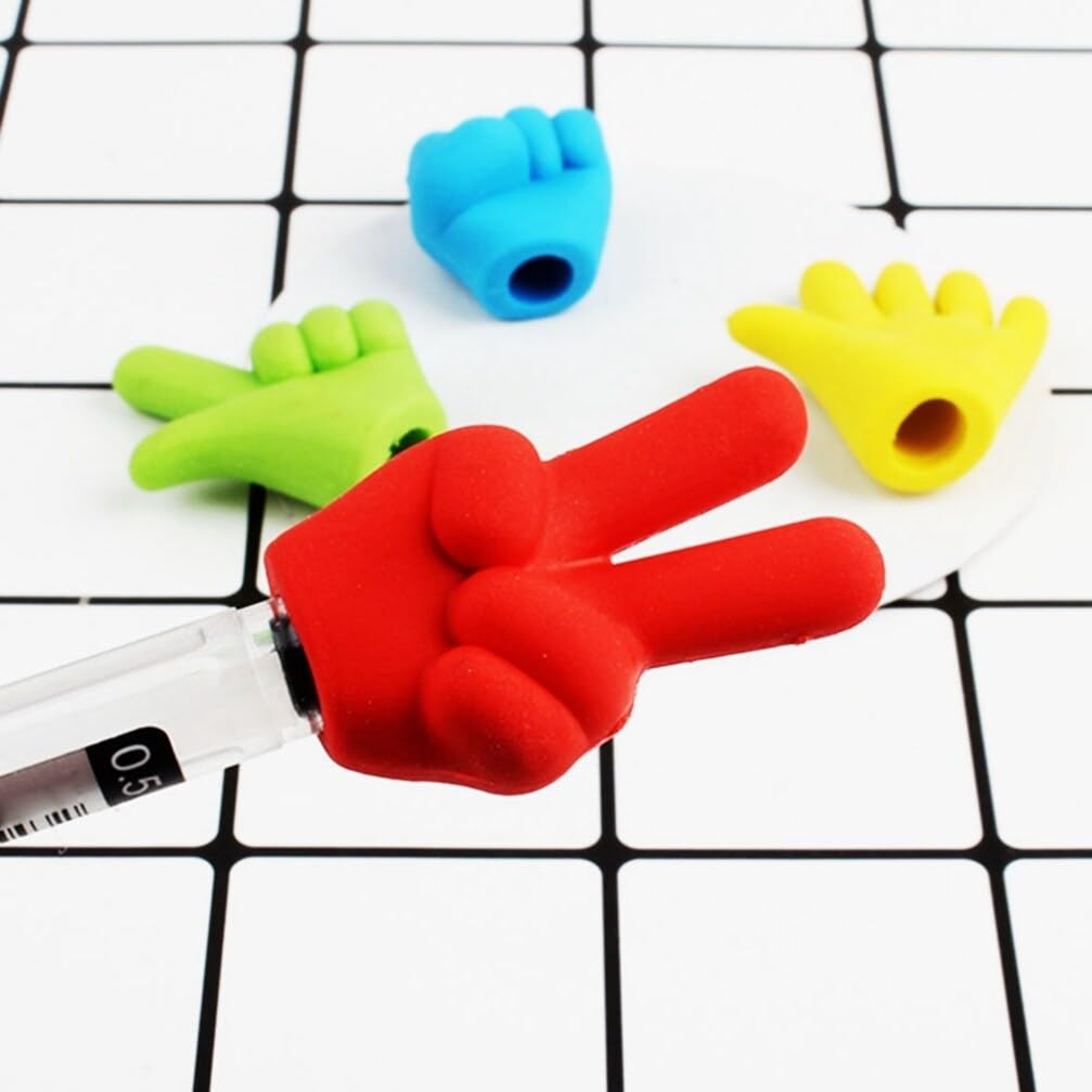 NUOBESTY 4pcs Pencil Top Erasers, Funny Paper Rock Scissors Rubber Eraser for Kids Classroom Rewards, Prizes - Image 3