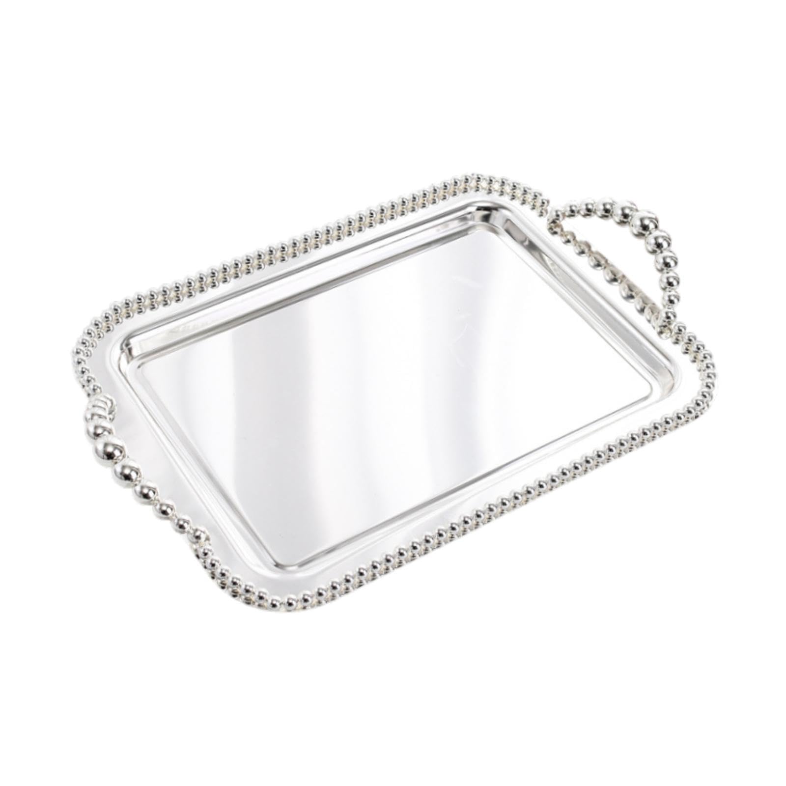 Bandeja Rectangular para Servir, Bandeja Decorativa, Elegante Bandeja para Taza de Té, Bandeja para Postres, Bandeja para Joyas, Bandeja para Alimento, Argén, Individual