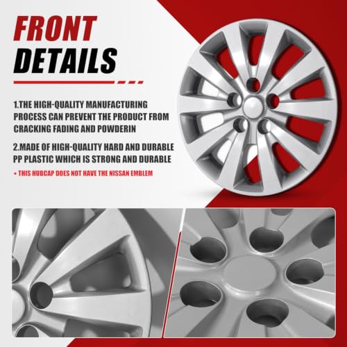 Image of Winjet 16 inch Hubcaps for 2013-2019 Nissan Sentra & 2011-2017 Nissan Leaf Wheel Rim Covers, [Only Fit Iron Hub & Steel Wheel] Heavy Duty PP Material Snap On Installation (16 Inch Set of 4, Lacquer)