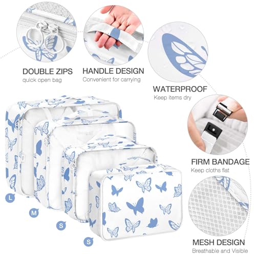 Image of 8 Set Packing Cubes for Suitcases,Packing Cube with Shoe, Cosmetics, Clothing, Accessories Bags Packing Cubes for Travel Luggage Organizer Women Men(Butterfly)