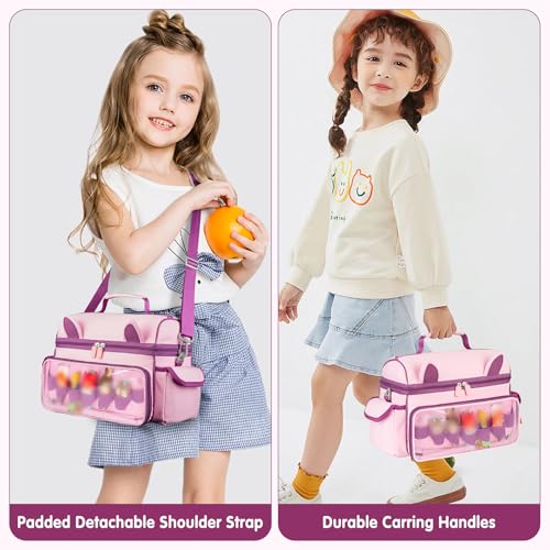 Image of Carrying Case Compatible with Toniebox Starter Set,Cute Storage Bag Fits for Tonies Figures Characters,Tonies Headphones & Accessories, Pink&Purple(Bag Only)