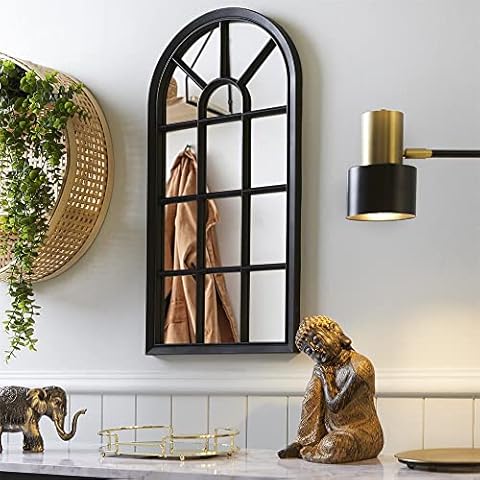 Biznest Arched Black Wall Mirror for Decor Cover