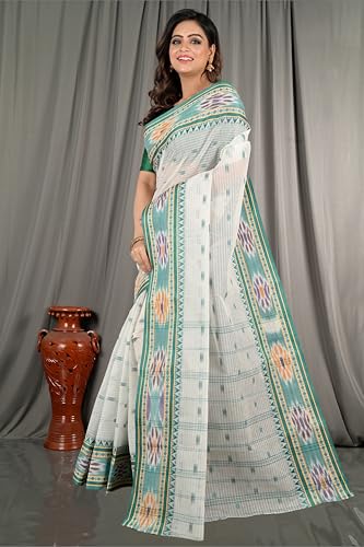 Image of eC ESHA'S COLLECTION Women's Traditional Pure Cotton Katki Tant Saree Without Blouse Piece