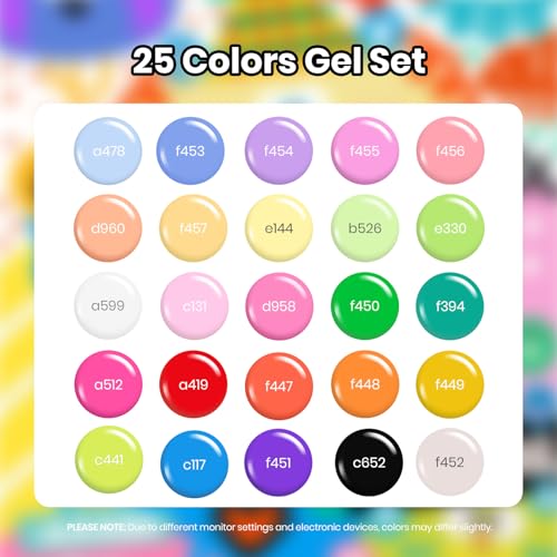 Image of Beetles 25 Colors Gel Polish Set - Doodle Dreams Collection, Green Blue Purple Pink Gel Polish Jelly Nails with Base Glossy Matte Top Coat UV LED Soak Of Gifts for Women