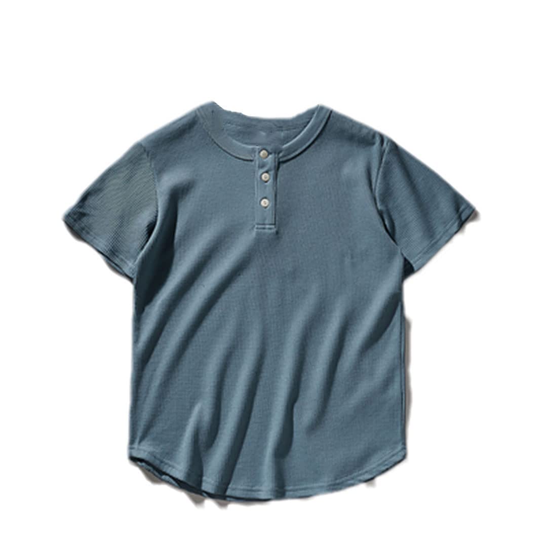 Vogrtcc Camiseta de cuello Henry para hombre, manga corta, estilo casual, holgada, 23003, XXL
