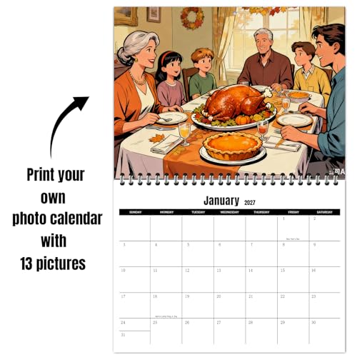 Personalized Photo Wall Calendar 2027, Custom Family Memory 2027 Calendar with Pictures, 11x17 Inch...