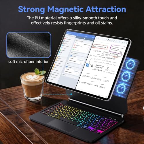 Image of [Upgraded] Keyboard Case for iPad Air 13 inch (M4 /2026 /M3 2025 /M2, 2024),iPad Pro 12.9 inch (3 /4 /5 /6th Gen)，Easy-Set Magnetic - Floating Cantilever Stand - Backlit Keyboard with Multi-Touch Trackpad