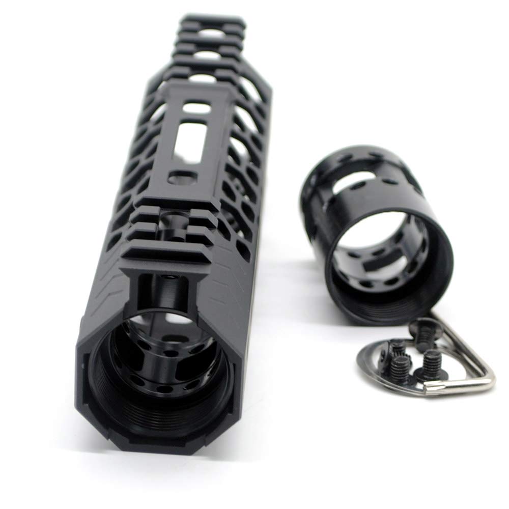 Trirock NSR Style Black 7 Inch M-LK Free Float AR15 Handguard Fits .223/5.56 Rifles Steel Barrel Nut