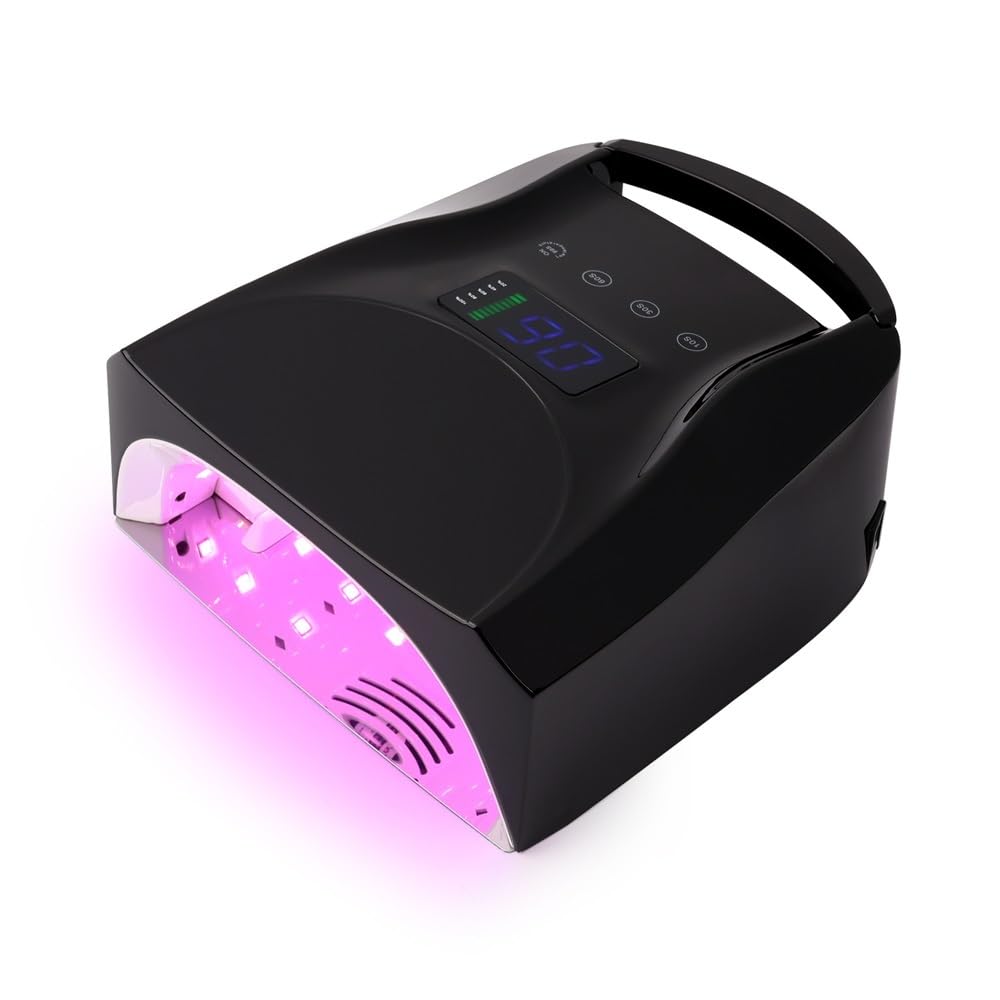 Lampa UV do paznokci, Lampa LED UV do paznokci o dużej mocy 96 W ładowania Suszarka Czerwone koraliki świetlne utwardzania lakieru Manicure Elektryczny aceton Protect(Gold)
