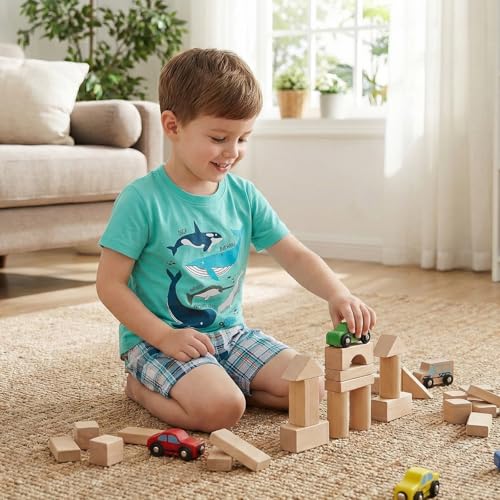 Image of Bumeex Toddler Boy Clothes 100% Cotton Jersey Short Sleeve T-Shirt and Short Clothing Set with Pockets Outfits 2-7T