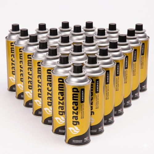 Gazcamp GC227 Gaskartusche, Gaskartuschen, Butan, MSF-1a Bajonett Ventil, 227g, Gaskocher, Campingkocher, Unkrautbrenner, Universaldruckgasdose, Camping, BBQ, Heimwerken, DIY (28 Kartuschen)