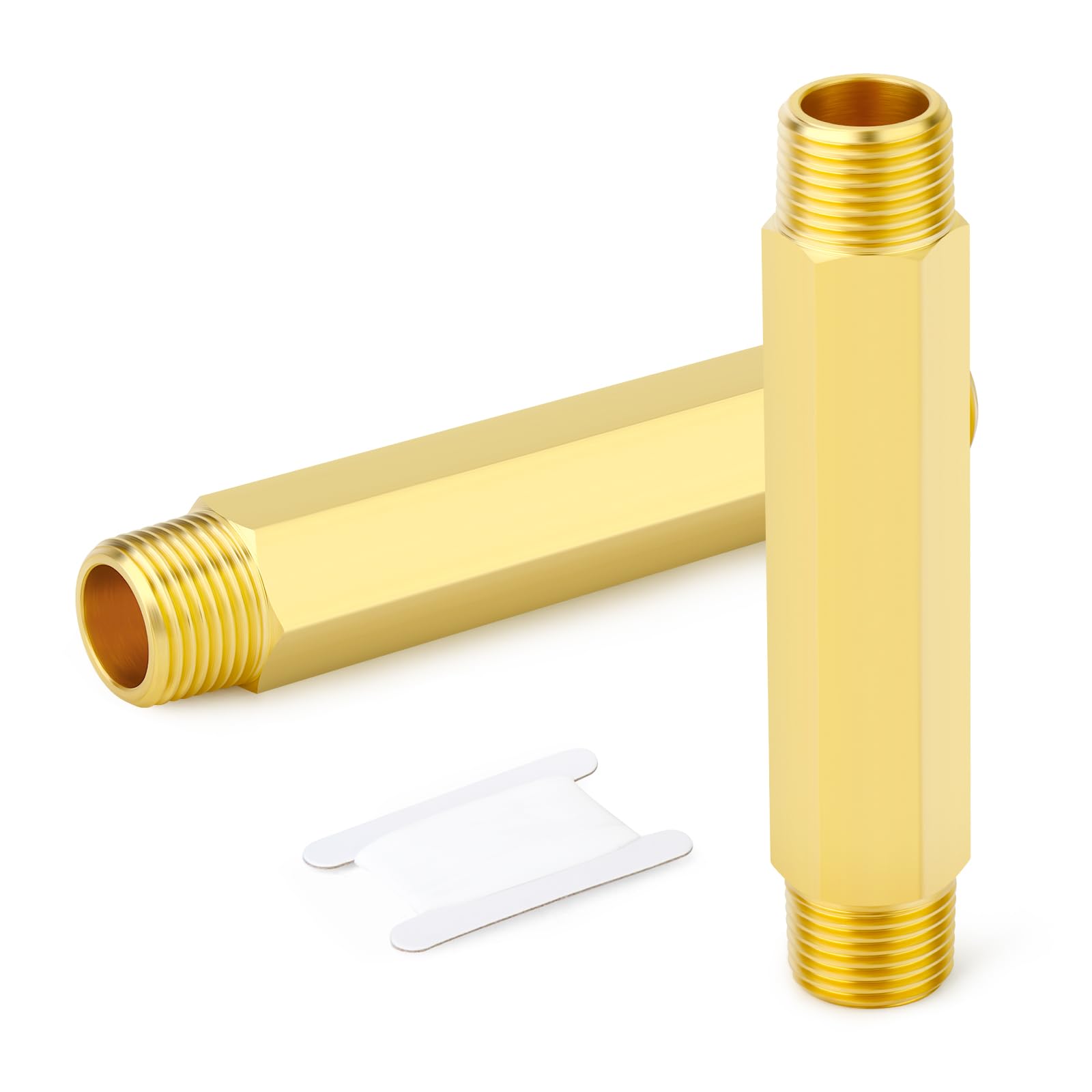 GASHER 2PCS 1/8" MNPT Brass Long Nipple 6" Length Pipe Fitting