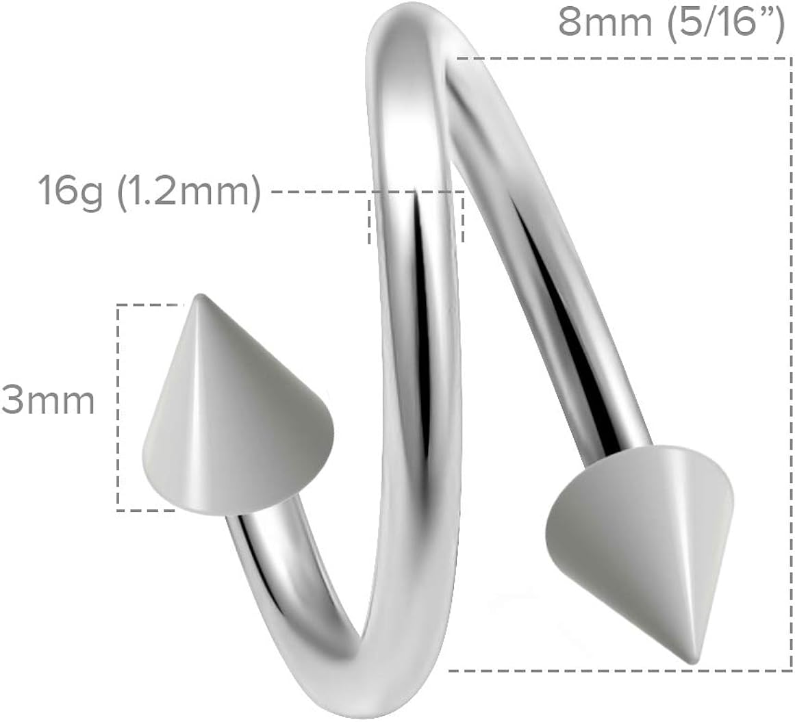 2pc Twisted Barbell 16 Gauge Piercing Earrings Helix Cartilage Twist
