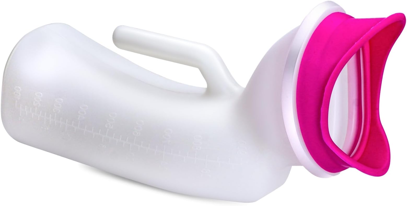 Urinals for Women and Men 1000ML Urine Bottles Male Spill Proof Easy Grip Handle Leakproof Portable Urinal Toilet with Female Urinal Attachment Travel Urinal Reusable Unisex Pee Bottle Container