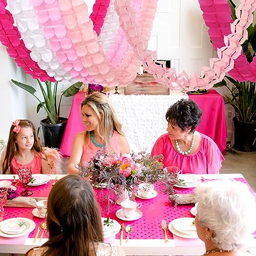 Image of Rose-Red Pink-White Party-Decorations Streamers Garland - 157Ft Four-Leaf Clover Hanging Banner,Wedding Girl Birthday Baby Bridal Shower Engagement Bachelorette Decor Hugtmr