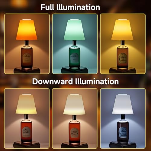 Image of 2Pack Wireless Wine Bottle Lamp Dimmable Rechargeable 3 Color&RGB LED Bottle Lights for Liquor & Wine Bottles Touch Control Battery Operated LED Lamp ABS Cordless Lampshade (2, Wine Bottle RGB)