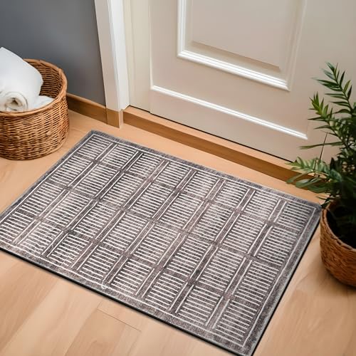 Rugshop Bohemian Stripe Lines Washable Non Slip Area Rug 2' x 3' Brown