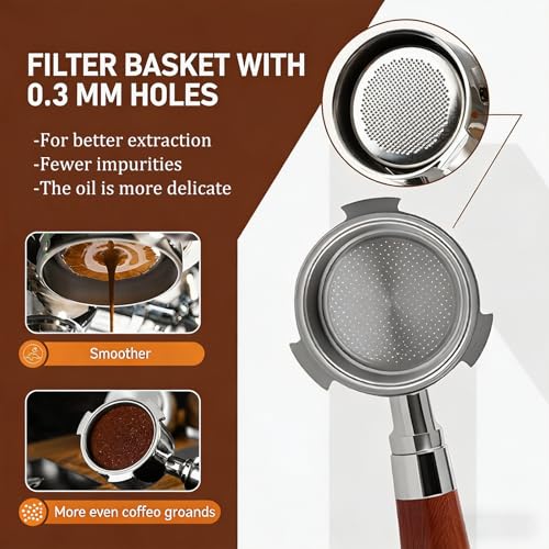 Image of 51mm Portafilter Bottom Stainless Steel with Filter Basket, 3 Ear Design, Reusable Coffee Machine Accessories Compatible with DeLonghi EC680, EC685, EC885, EC9335, and EC9665 Coffee Machines