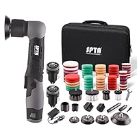 Akku Poliermaschine, Winkelpolierer, SPTA 12V Mini Akku Ezenter Poliermaschine Polierer Mit, Akku-Polierer 25mm/50mm/80mm Polierteller/Polierschwamm/Wollscheibe, zum Polieren von Auto