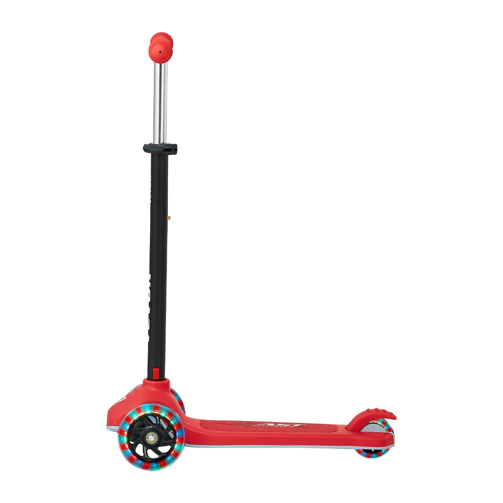 VEVOR Patinete 3 Ruedas, para Niños de 3 Años en Adelante, Ruedas Iluminadas, Manillar de Altura Ajustable, Base Antideslizante y Cuadro de Aluminio Ligero, hasta 75 kg, Rojo, 520 x 250 x 800 mm
