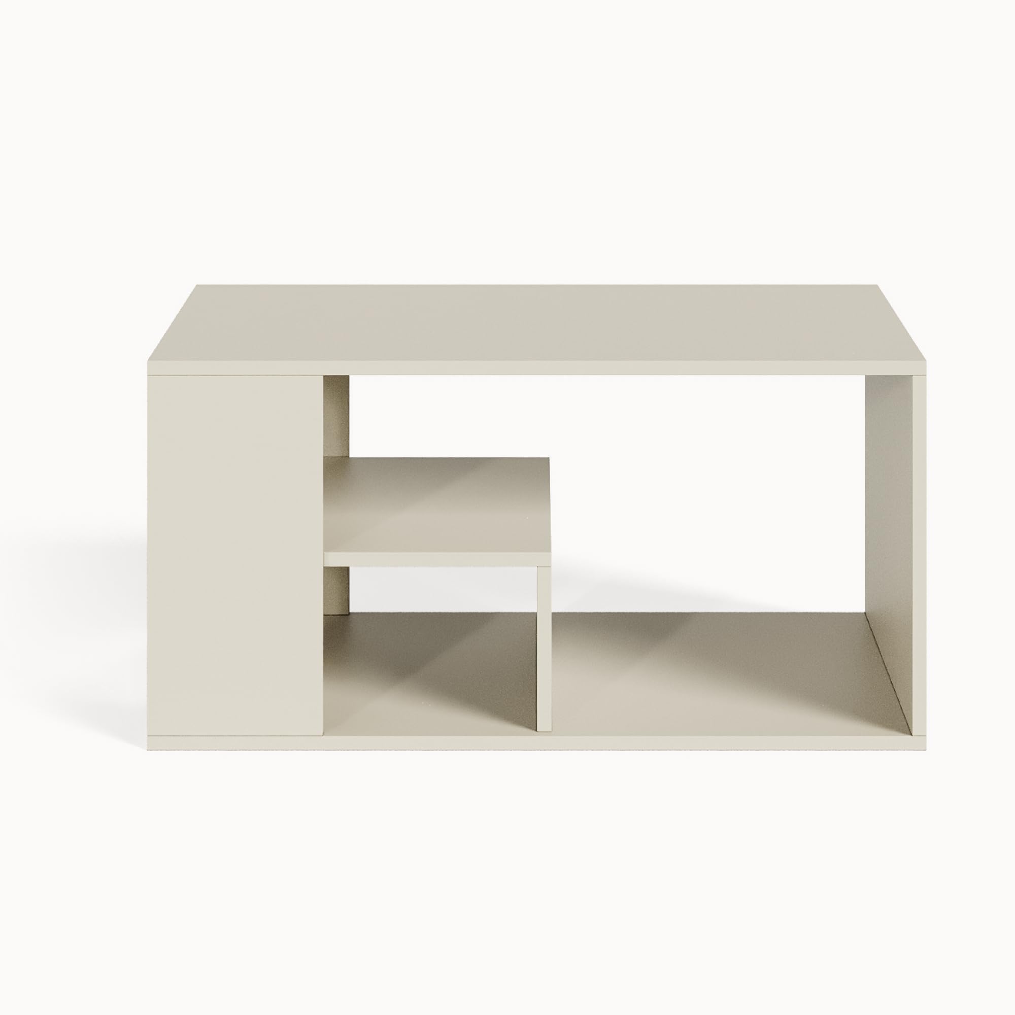 [en.casa] Couchtisch Antaa Wohnzimmertisch 80 x 50 x 40 cm Sofatisch mit Stauraum Beistelltisch rechteckig Kaffeetisch Sandfarben