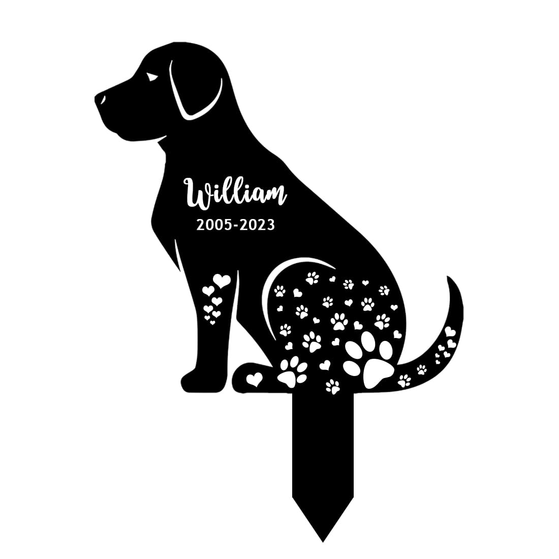 MYZQIFF Personalized Name Dog Memorial Stake, Dog Memorial Garden Stake, Dog Loss Remembrance Stake, Dog Sympathy Sign, Pet Grave Marker, Garden Grave Decor for Pets Outdoors, Flower Dog Grave Stake