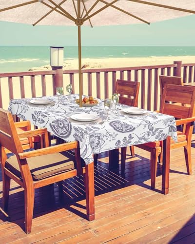 Light Purple Fruit & Flower 60x120 Inch Patio Tablecloth with Umbrella Hole