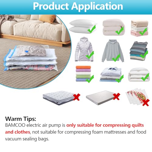 Image of Electric Air Pump for Vacuum Storage Bag, Vacuum Seal Bags for Clothing Pump for Compression, Portable Vacpack Air Pump for Various Vacuum Bags for Travel Blue(Storage Bag Not Included)