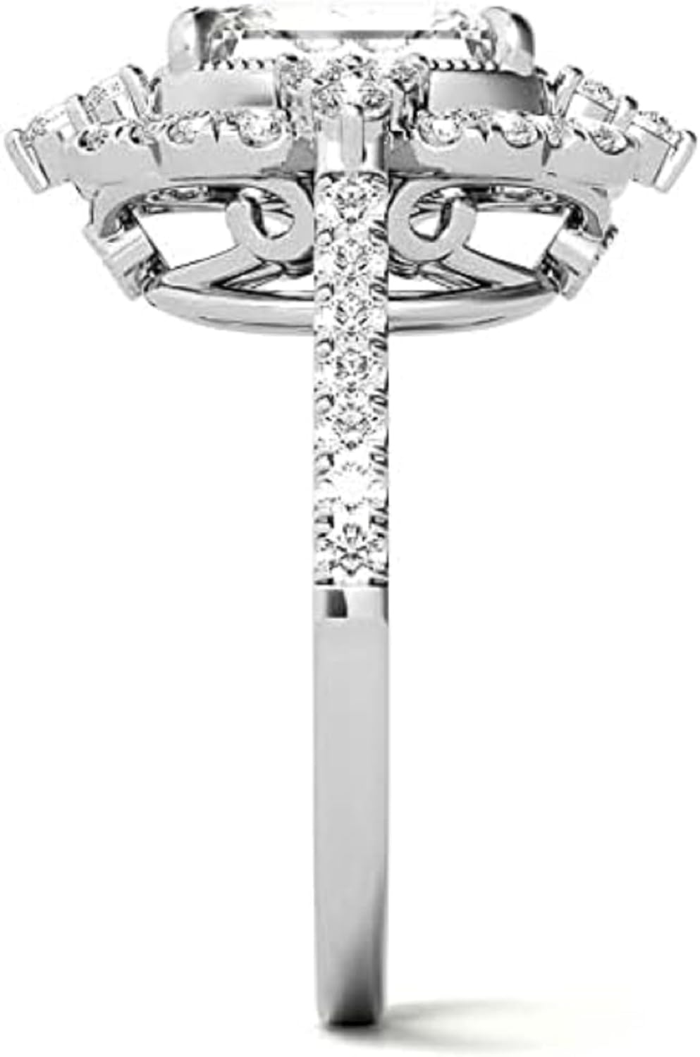 2-4 CT Emerald Cut Unique Halo Moissanite Ring Diamond Engagement Rings for Women Wedding Bridal Set Vintage Antique Anniversary Promise Gift for Woman