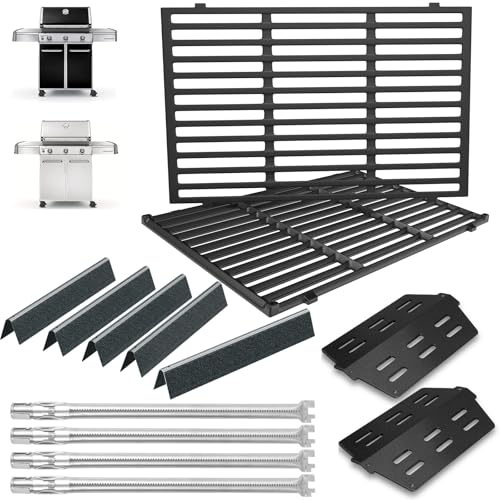 Grill Parts Kit for Weber Genesis 300 310 330 Genesis E330 E310 S310 S330 EP330 S320 E320 Parts for Weber 7621 Flavorizer Bars 17.5', Genesis 7524 Grates 7622 Heat Deflector, 4Pcs 62752 Burner Tube