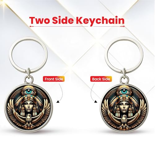 Image of MG | Protective Evil Eye /Spiritual Symbols /Om /Motivational Keychains | Double-Sided Metal Key Ring | Good Luck and devine Charm for Car, Bike, Home & Office