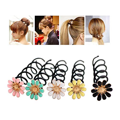 10 Pcs Assorted Color Flower Spiral Hair Pin Spin Pins Spin Clip Spiral Bobby Pins Twist Insert Hairpins Updo Hair Accessories DIY Hair Style for Women Ladies Girls (Color Random)