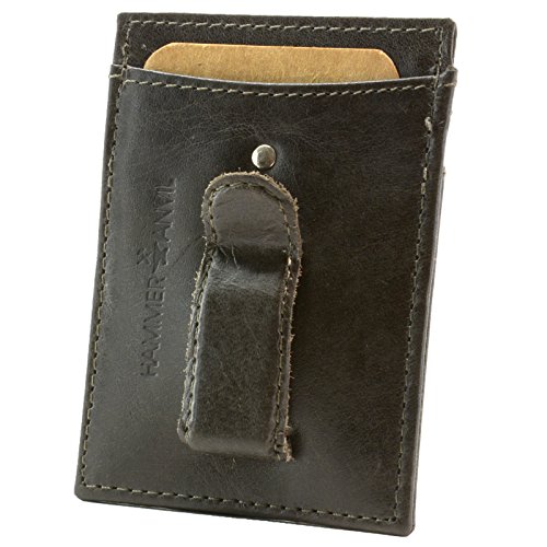 Hammer Anvil RFID Protected Leather Money Clip Minimalist Slim Front Pocket Wallet