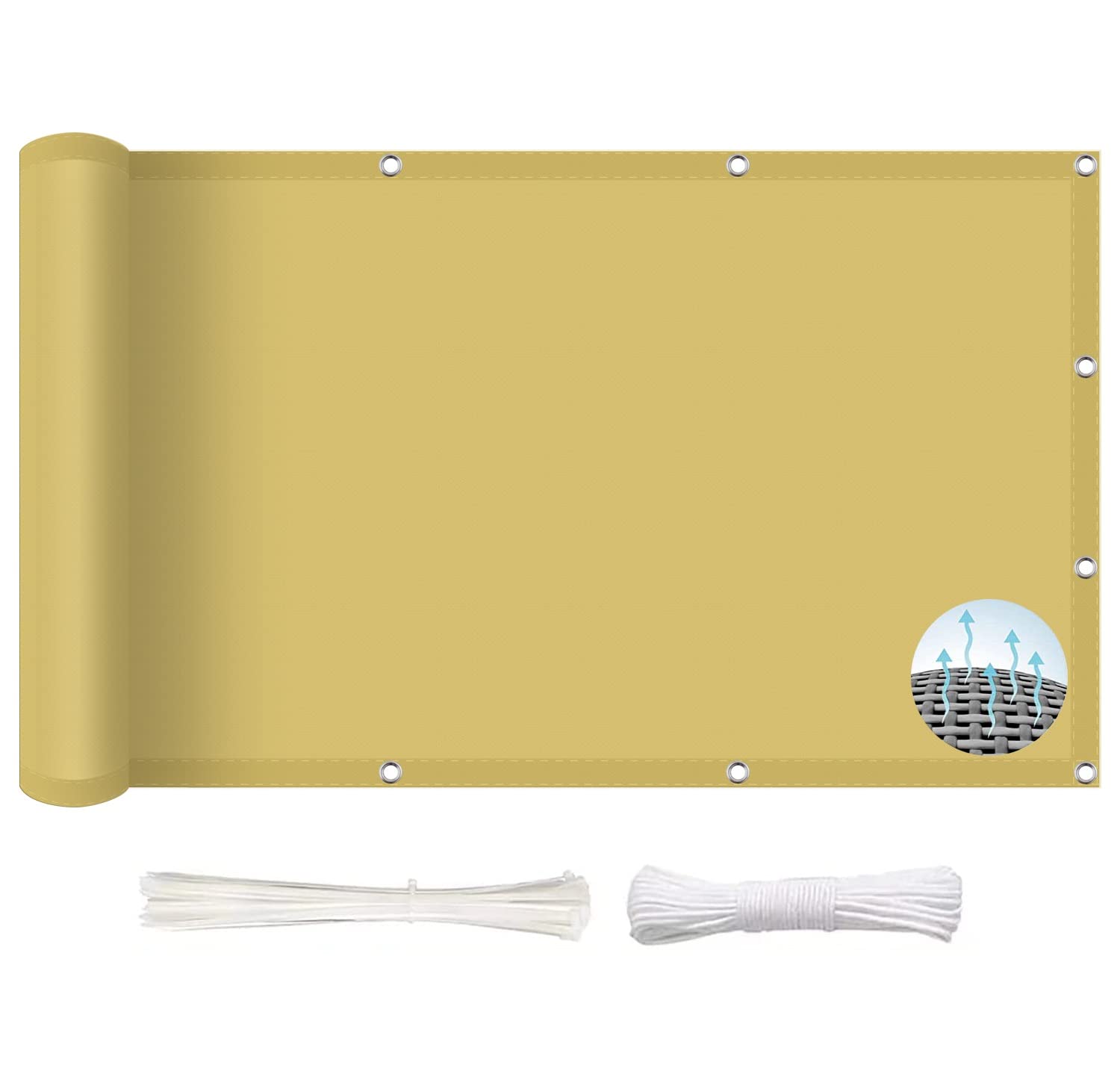 GLDYTVF Rectangular Sun Shade Sail Awning 1.4 x 3.6 m Breathable Outdoor Canopy for Garden Patio Yard Beige Color
