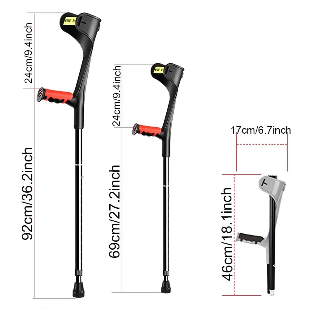 Muletas Ortopédicas Ajustables para Adultos(2 Unidades),Muletas de Codo Plegables de Aluminio con Agarres Ergonómicos y Reflectante,Cómodas y Seguras (Altura Aplicable: 140-185CM) ( Color : Black )