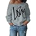 Produktbild TOPKEAL Brief Lange Ärmel Hoodie Pullover Damen Herbst Winter Kapuzenpullover Trägerloses Sweatshirt Winterpullover Jacke Mantel Mode Tops